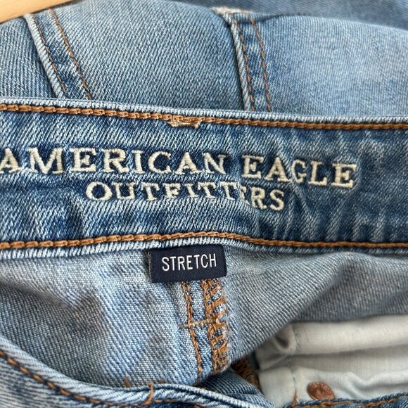 American Eagle Jeans Tomgirl Button Fly Destroyed Raw Hem Grunge - Picture 14 of 15